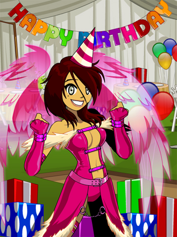 Beleen Birthday pink items in online mmorpg Adventure Quest Worlds