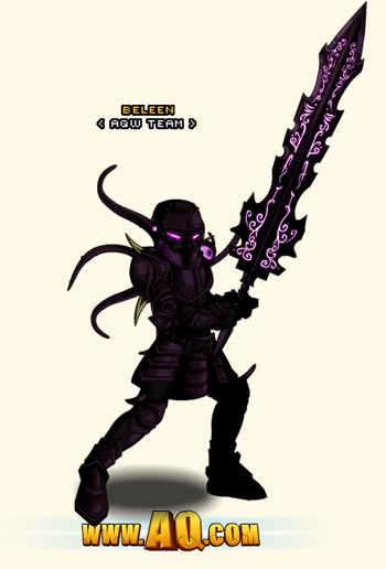 Beleen wearing Chaos Armor Set in free online game AQW