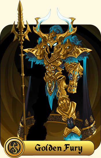 Golden Fury Armor Set exclusive for Members in online fantasy game AQW