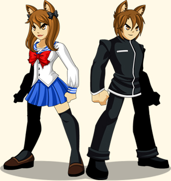 Jemini's School Uniform Armor Set with cat ears for flash games